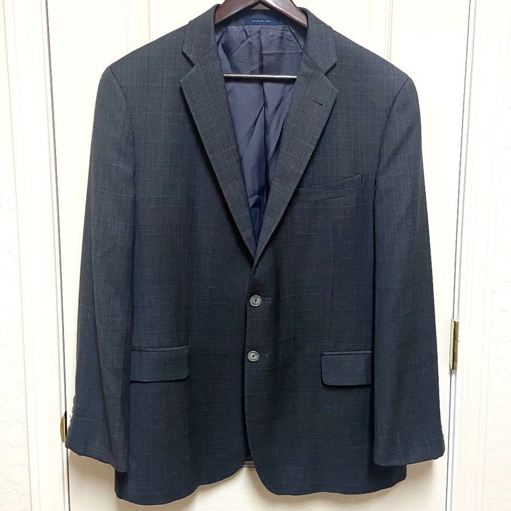 Joseph Abboud Nordstrom Men’s 44R Loro Piana Wool Plaid Gray Blazer/Sport Coat